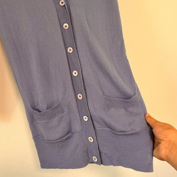 J. Crew 100% Merino Wool Periwinkle Blue Longline V Neck Cardigan Sweater XS - Picture 5 of 14